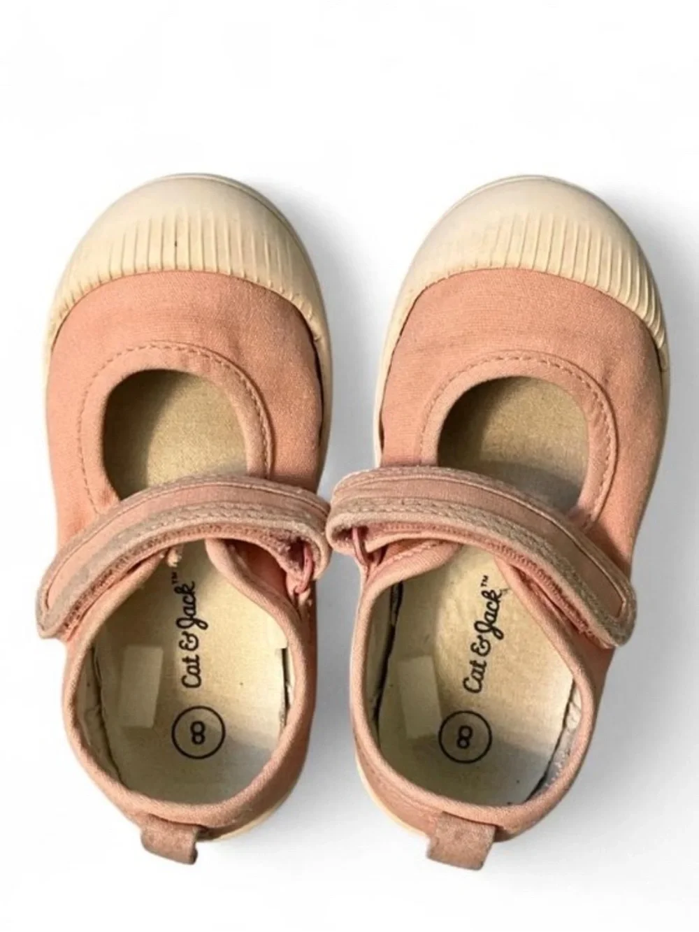 Size 8 Toddler Mary Jane Canvas Shoes in Pink - Comfortable Hook & Loop Strap